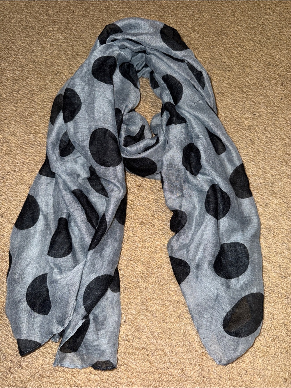 Black Polka Dot Gray Scarf Wrap